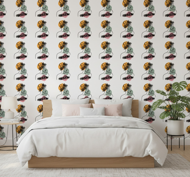 Tapet blommor fantastisk kvinnlig blomsteransikte - Tenstickers