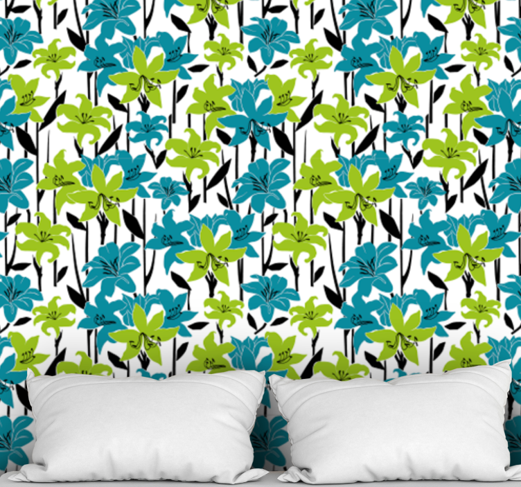 Tapet blommor färgglad blommig blomstring - Tenstickers