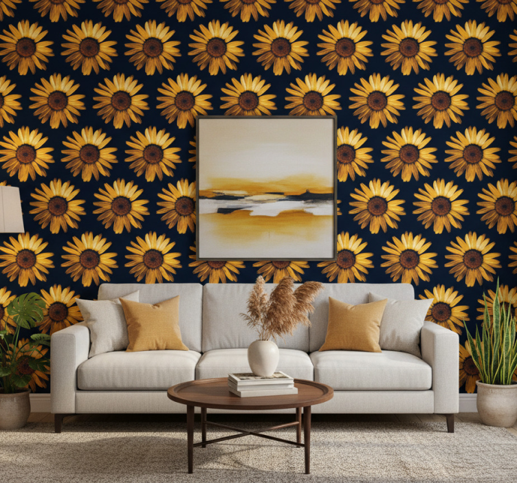 Tapet blommor gula solroser - Tenstickers