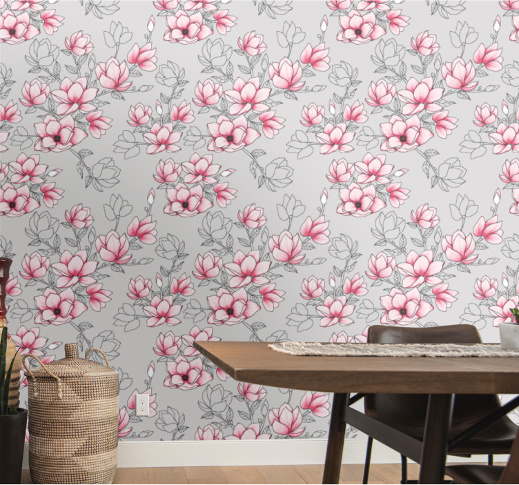 Tapet blommor magnolia blomsterdesign - Tenstickers