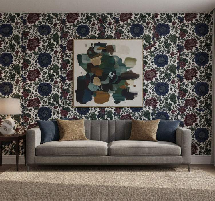 Tapet blommor mörka stämningsfulla blommor - Tenstickers