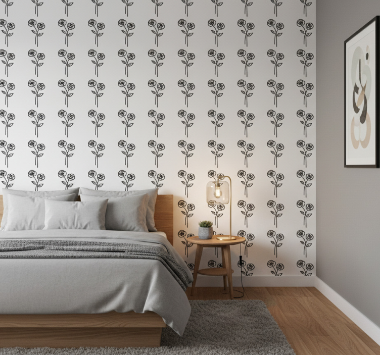 Tapet blommor par av rosor minimalistisk design - Tenstickers