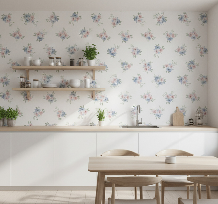 Tapet blommor små blommor i akvarell - Tenstickers