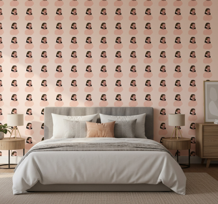 Tapet blommor vacker kvinna solros ansikte - Tenstickers