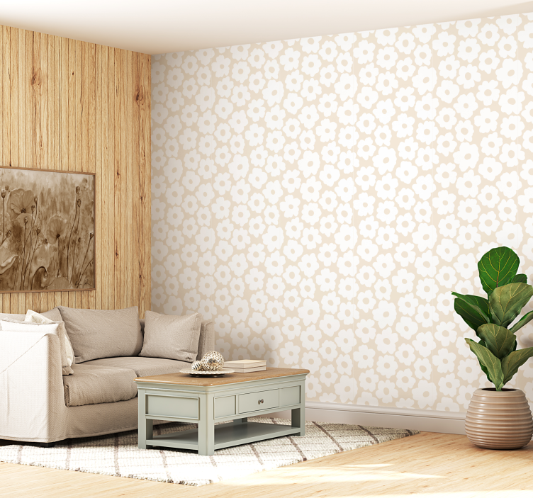 Tapet blommor vit vallmo - Tenstickers