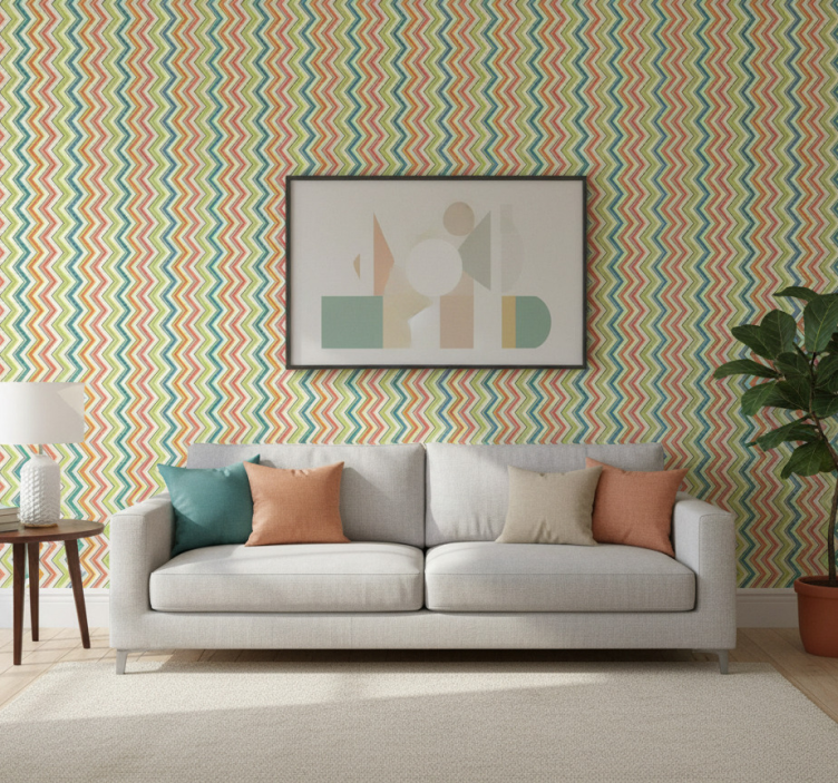 Tapet geometriska former chevron zigzag motiv - Tenstickers