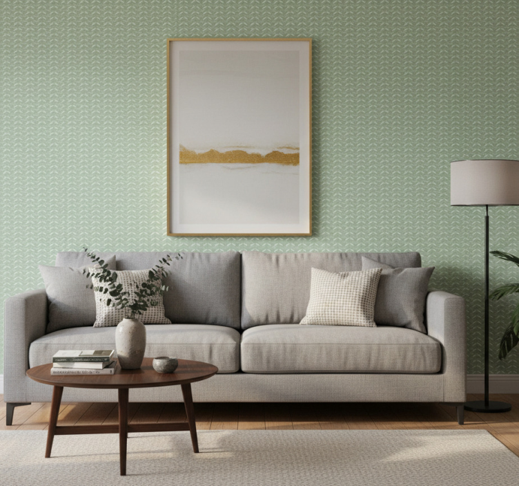 Tapet geometriska former chevronmönster grön - Tenstickers