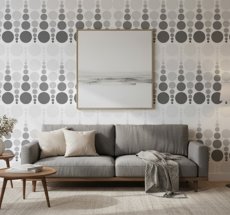 Tapet geometriska former färgade cirklar i grå nyanser - Tenstickers
