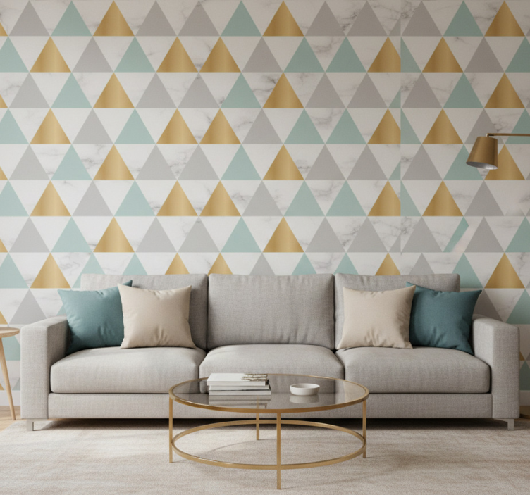 Tapet geometriska former geometrisk triad - Tenstickers
