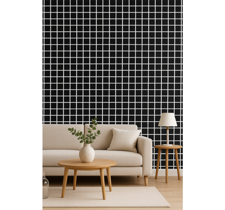 Tapet geometriska former grå fyrkantsskala - Tenstickers