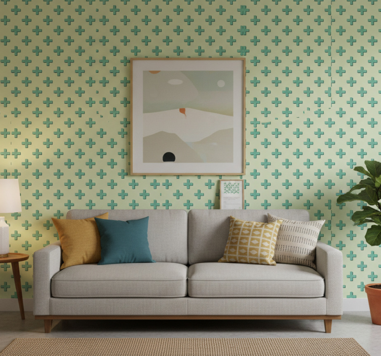 Tapet geometriska former mint plus shapes - Tenstickers