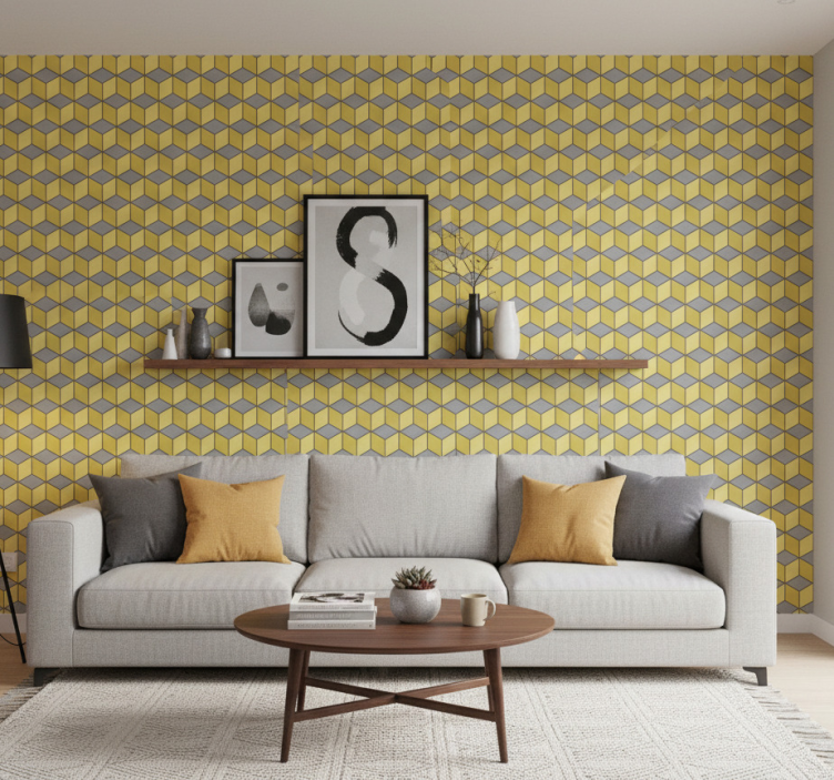 Tapet geometriska former pantone rutor - Tenstickers