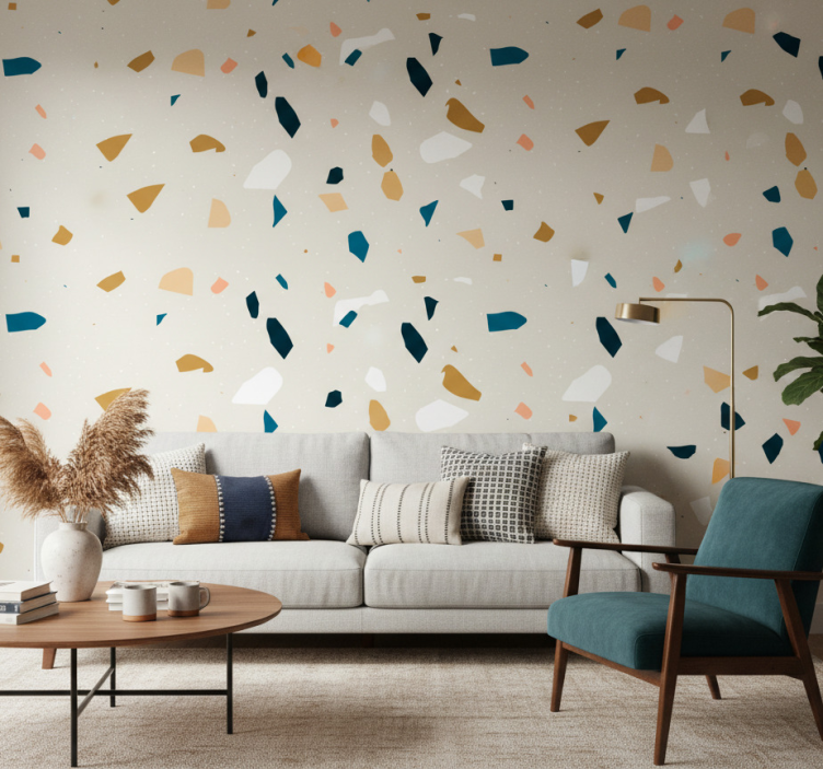 Tapet geometriska former terrazzo splash - Tenstickers