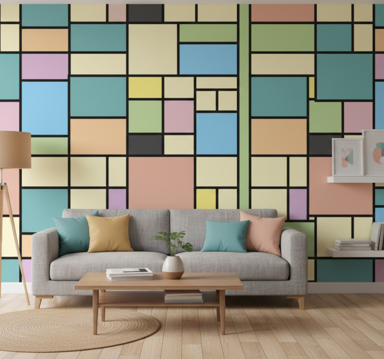Tapet geometriska former vibrant geometri - Tenstickers