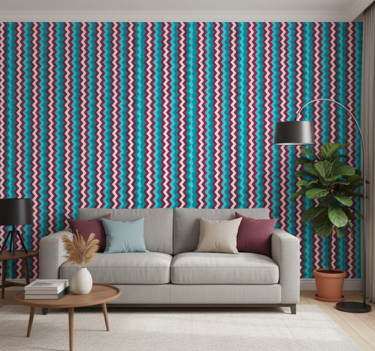 Tapet geometriska former zigzagvågsmönster - Tenstickers