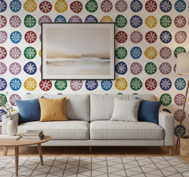 Tapet jul färgglada snöflingor - Tenstickers