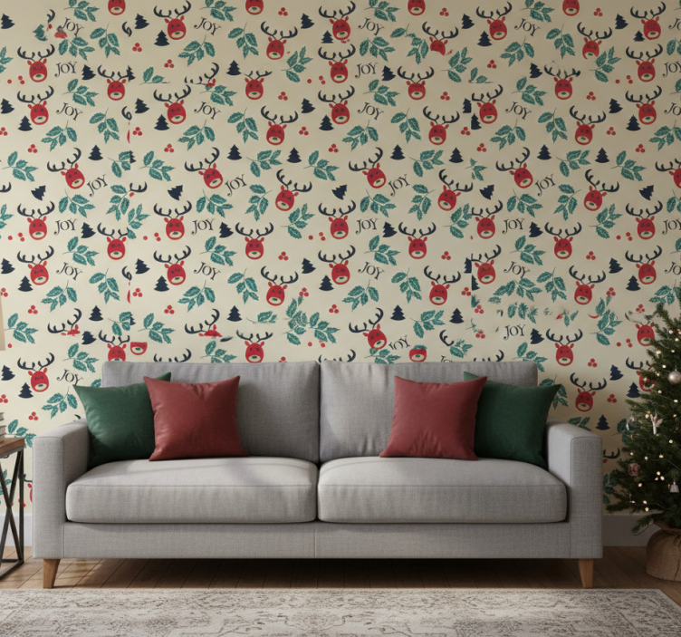 Tapet jul glädje och renar - Tenstickers