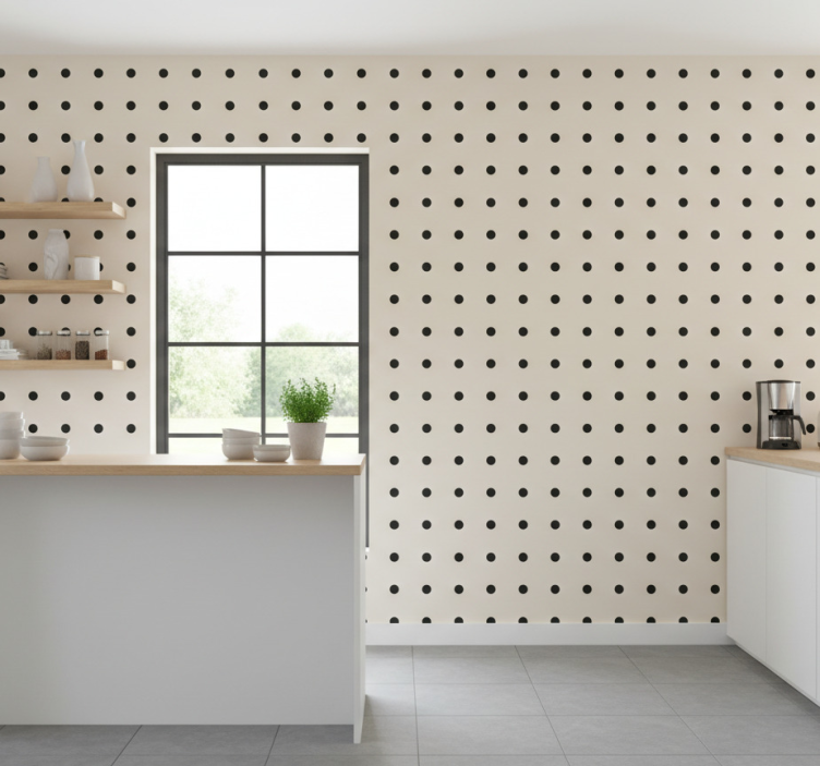Tapet kök beige prickigt mönster - Tenstickers