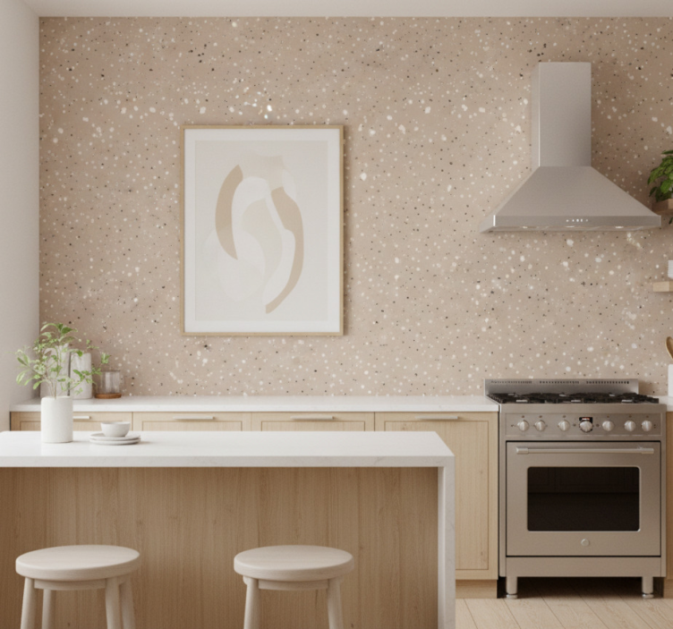 Tapet kök beige terrazzo textur - Tenstickers