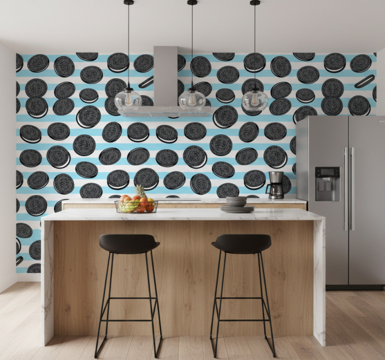 Tapet kök oreo randigt mönster - Tenstickers