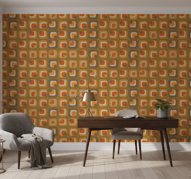 Tapet kontor 70-tals retro rutmönster - Tenstickers