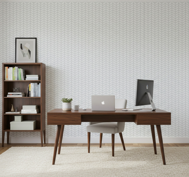 Tapet kontor blå zigzaglinjer med vit bakgrund - Tenstickers