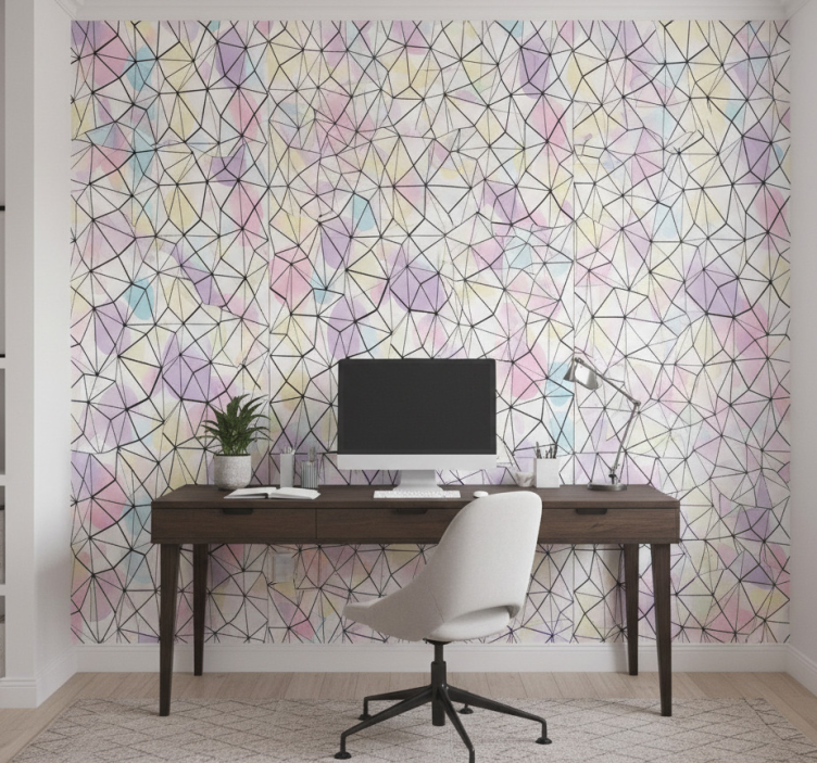 Tapet kontor färgglada cirklar med svarta linjer - Tenstickers