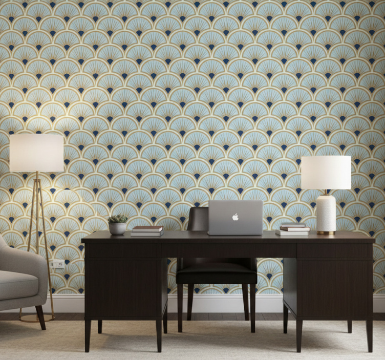 Tapet kontor geometriskt fläkmönster - Tenstickers