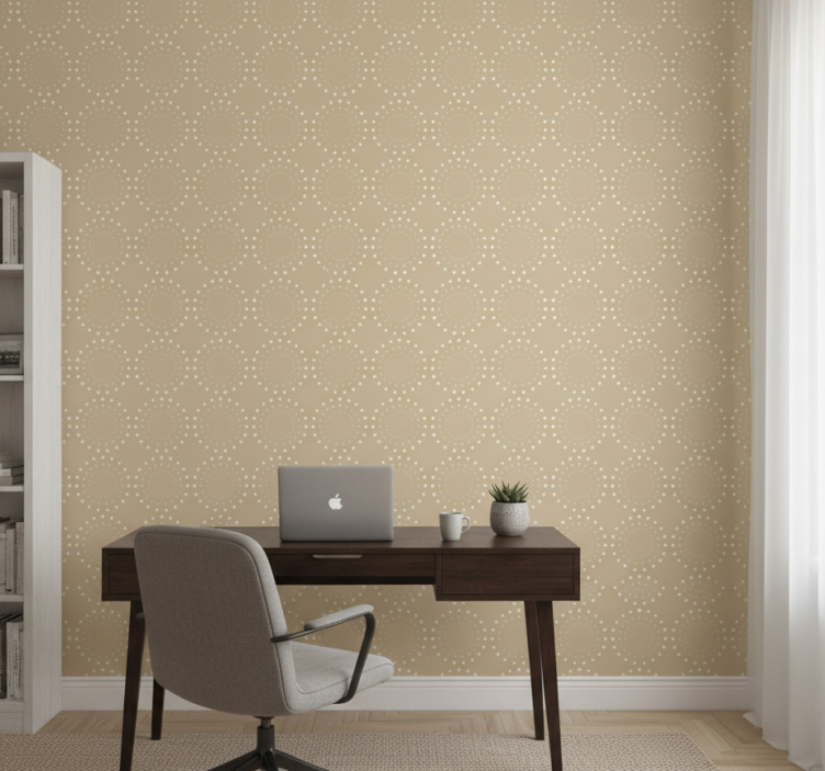 Tapet kontor ljusbeige bakgrund med vita cirklar - Tenstickers
