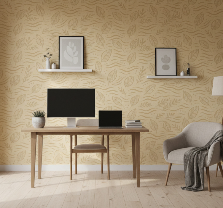 Tapet kontor lugnande beige - Tenstickers