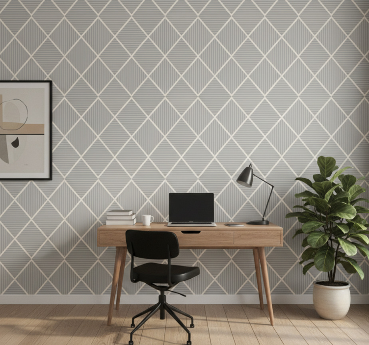 Tapet kontor oregelbundna grå romber - Tenstickers