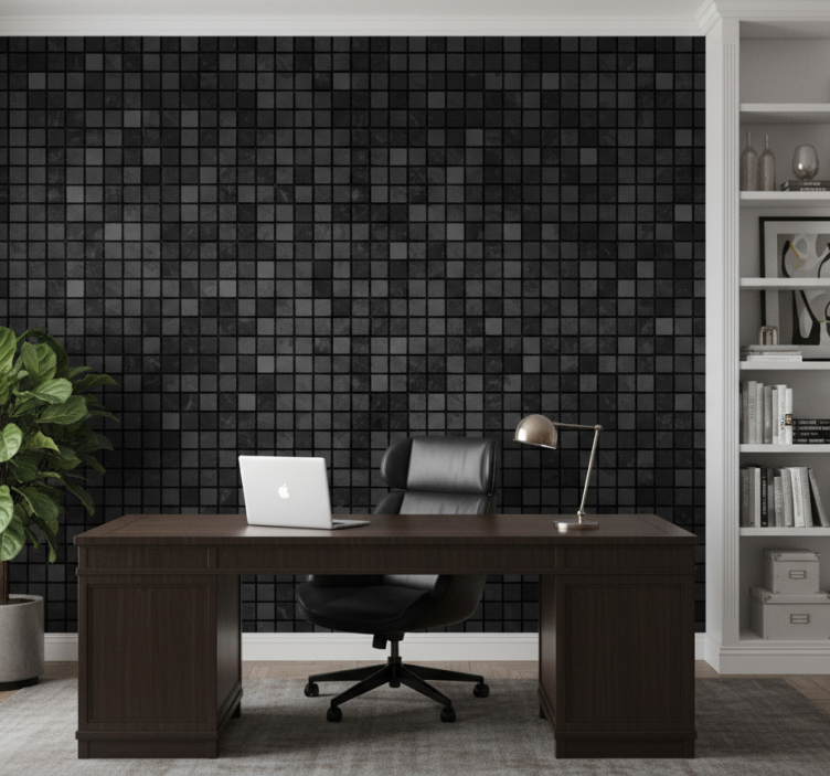 Tapet kontor svarta rutor - Tenstickers