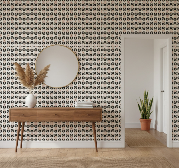 Tapet korridor geometrisk upprepning beige - Tenstickers