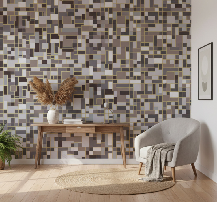Tapet korridor grå rektanglar mosaik - Tenstickers