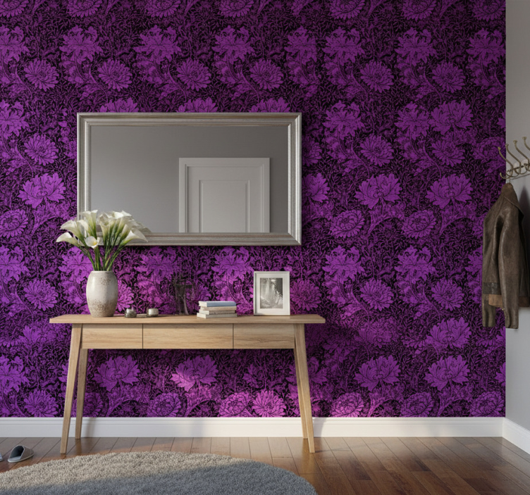 Tapet korridor lila botaniskt motiv - Tenstickers