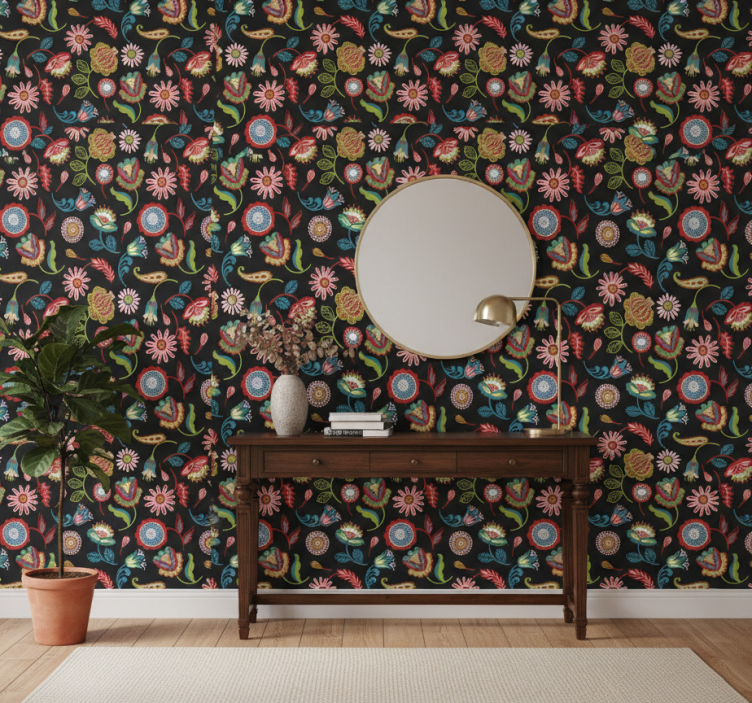 Tapet korridor med eleganta botaniska motiv - Tenstickers