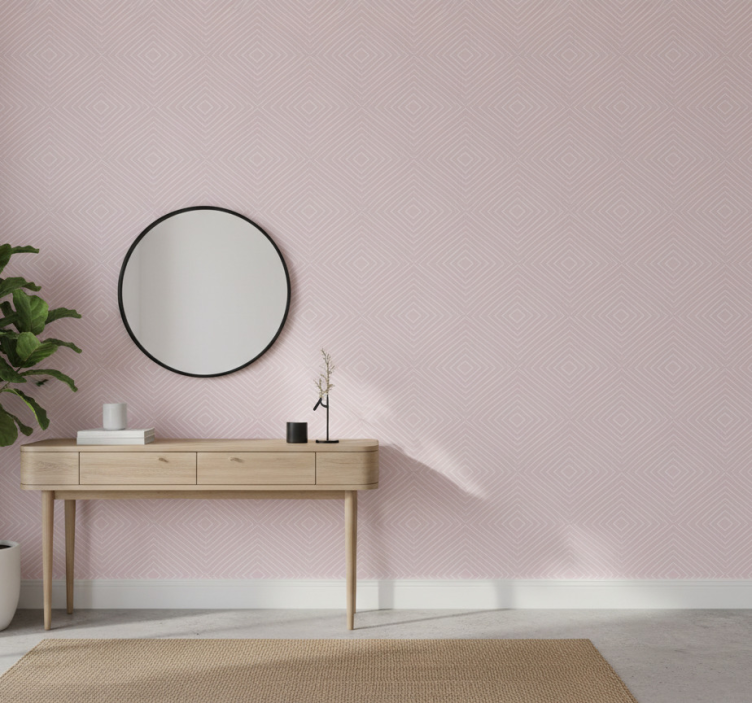 Tapet korridor minimalistiskt rosa rutmönster - Tenstickers