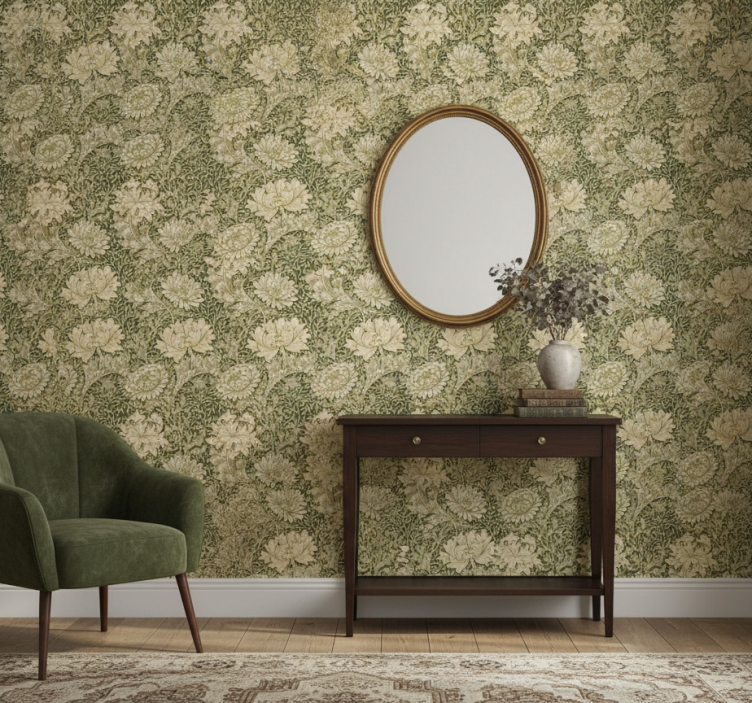 Tapet korridor modern stil krysantemum - Tenstickers