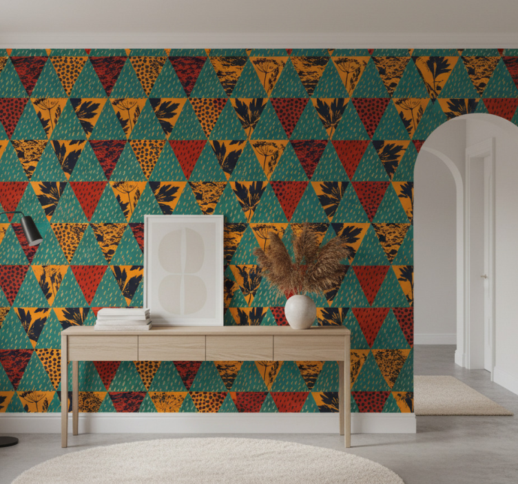 Tapet korridor regn geometrisk konst - Tenstickers