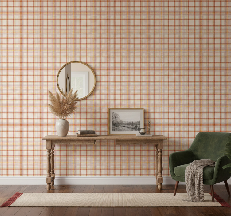 Tapet korridor skotskrutigt mönster rutor - Tenstickers