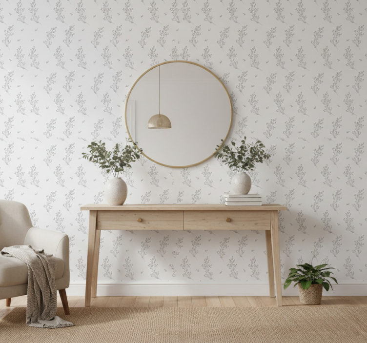 Tapet korridor subtilt blomstermotiv - Tenstickers