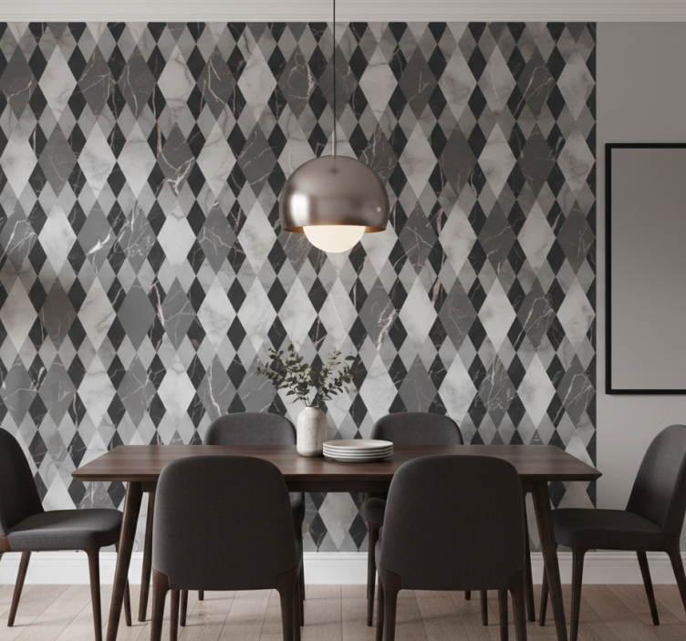 Tapet marmor diamantmönster mörk - Tenstickers