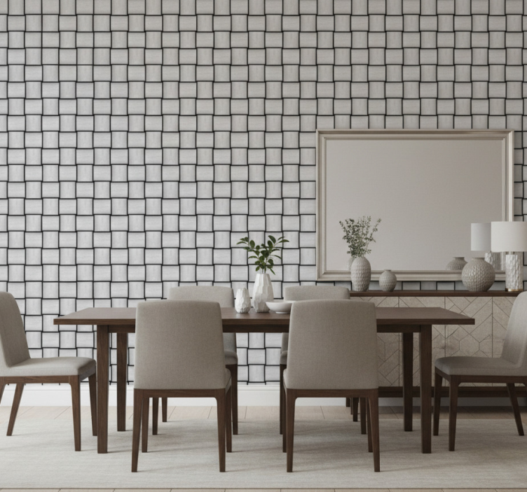 Tapet marmor grått rutemönster - Tenstickers