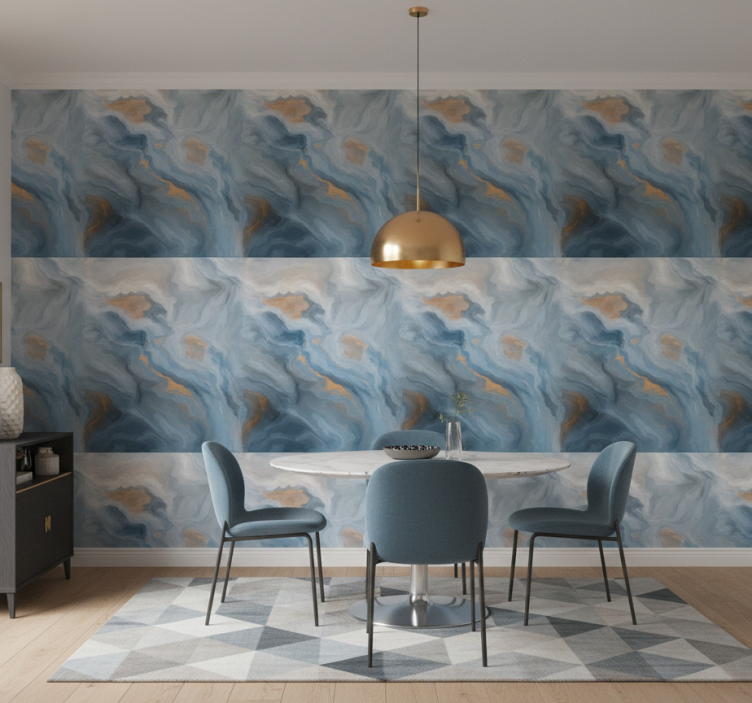 Tapet marmor i bärnstenblå nyanser - Tenstickers