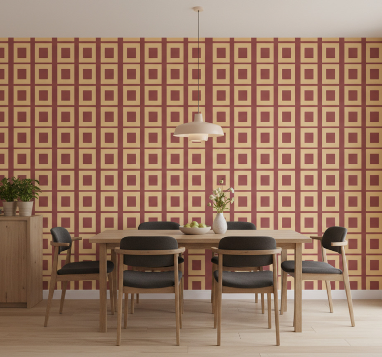 Tapet matsal geometriska rutor - Tenstickers