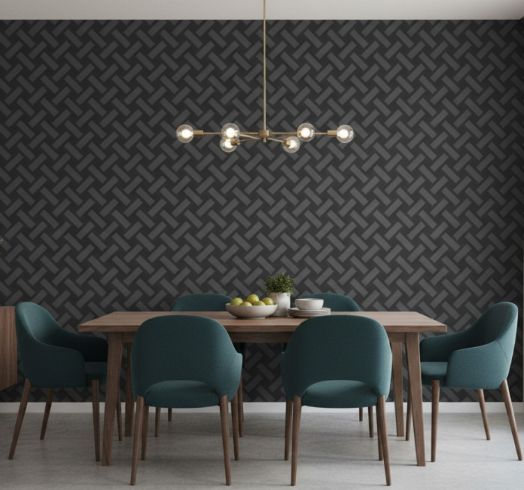 Tapet matsal geometriskt svart rutmönster - Tenstickers