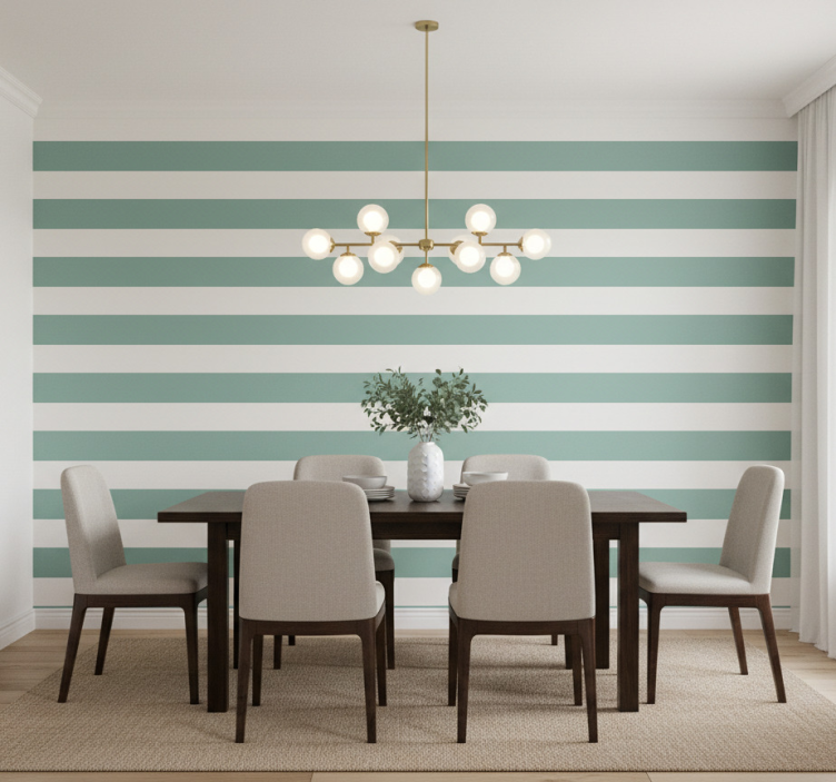 Tapet matsal grönblå randig - Tenstickers