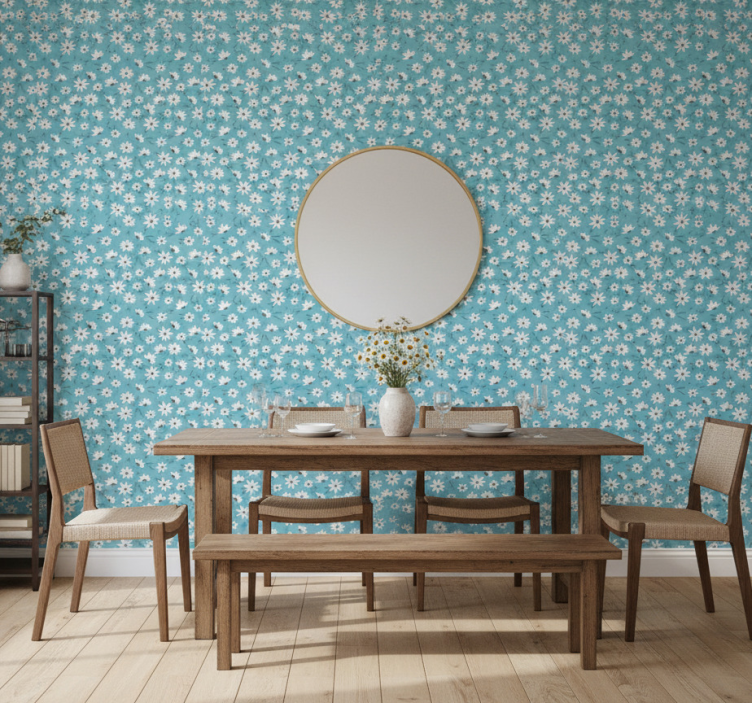 Tapet matsal med prästkrageblommor motiv - Tenstickers