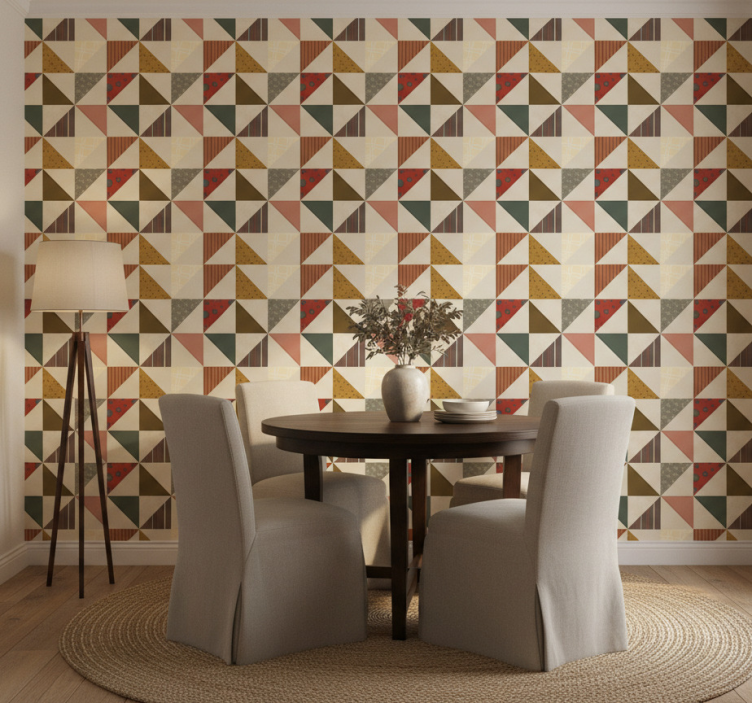 Tapet matsal patchwork geometriskt triangelmönster - Tenstickers
