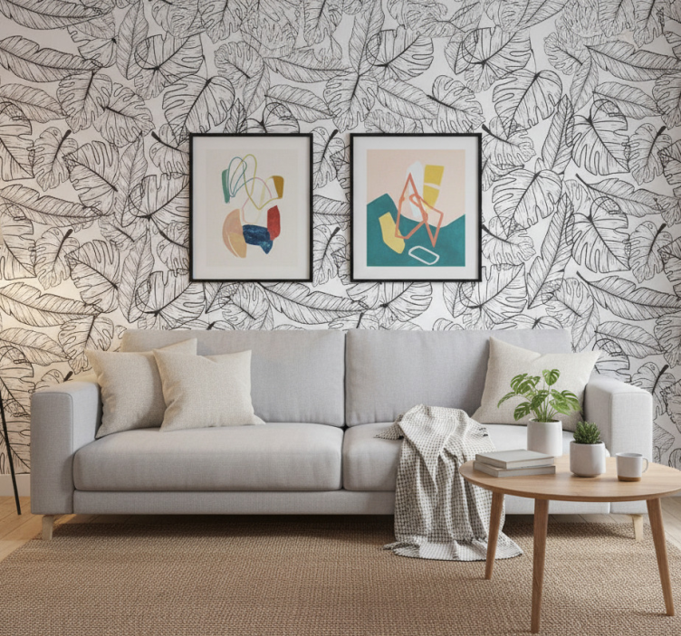 Tapet natur stora bladmönster - Tenstickers